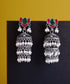 Sabah_Handcrafted_Oxidised_Pure_Silver_Earrings_With_Pearls_And_Kempstones_In_Lotus_Motifs_WeaverStory_01