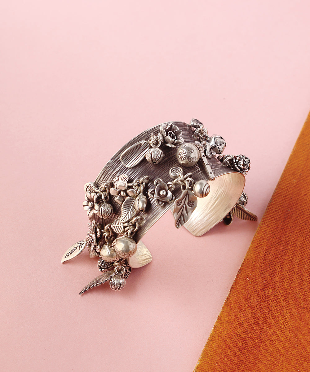 Vira_Handcrafted_Pure_Silver_Floral_Motif_Cuff_WeaverStory_01