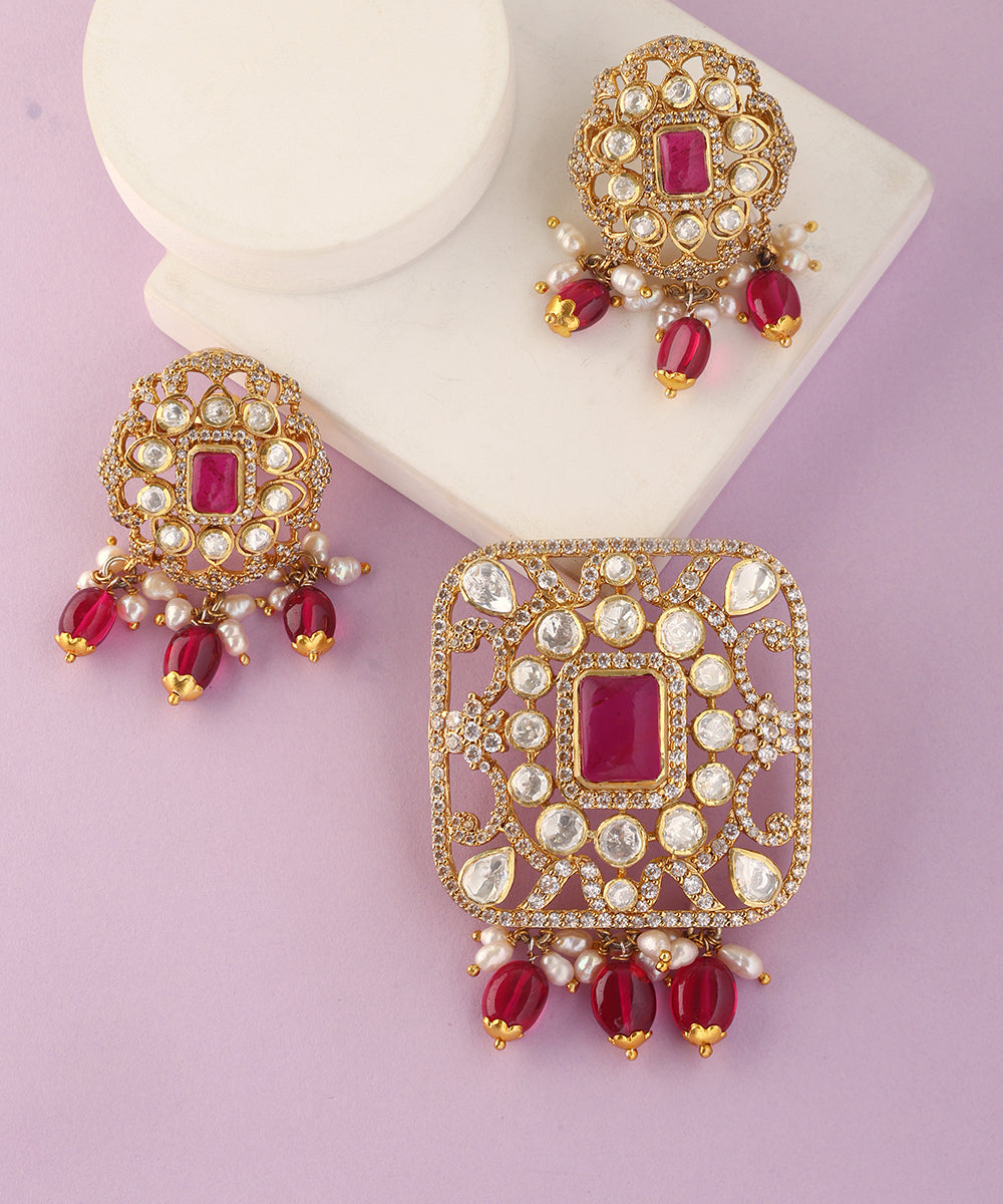 Sanvi_Handcrafted_Pure_Silver_Moissanite_Pendant_Set_WeaverStory_01