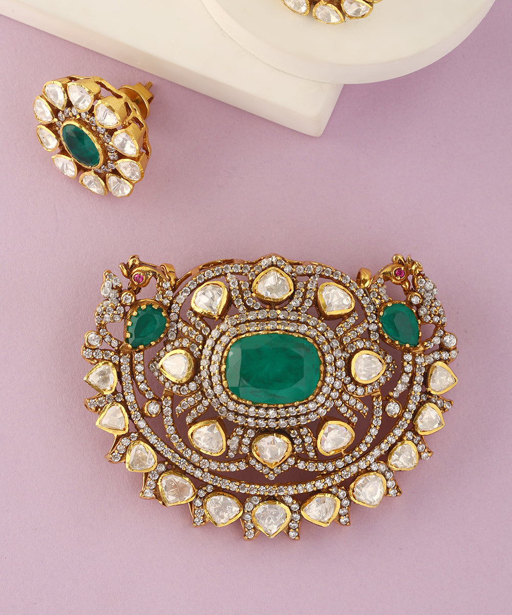 Kala_Handcrafted_Pure_Silver_Moissanite_Pendant_Set_WeaverStory_02