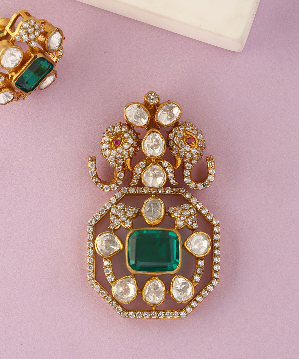 Naina_Handcrafted_Pure_Silver_Moissanite_Pendant_Set_WeaverStory_02