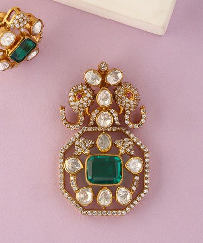 Naina_Handcrafted_Pure_Silver_Moissanite_Pendant_Set_WeaverStory_02