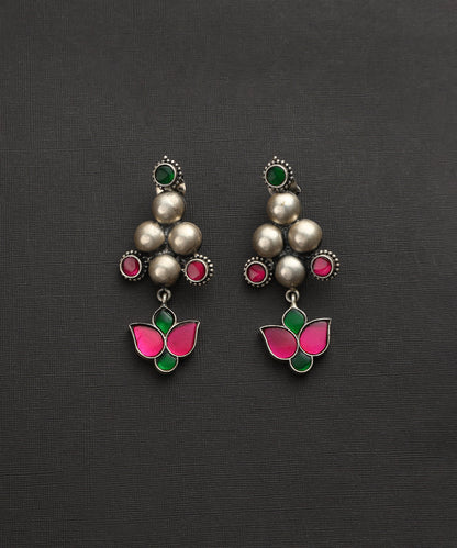 Prisha_Handcrafted_Oxidised_Pure_Silver_Earrings_With_Kundan_WeaverStory_02