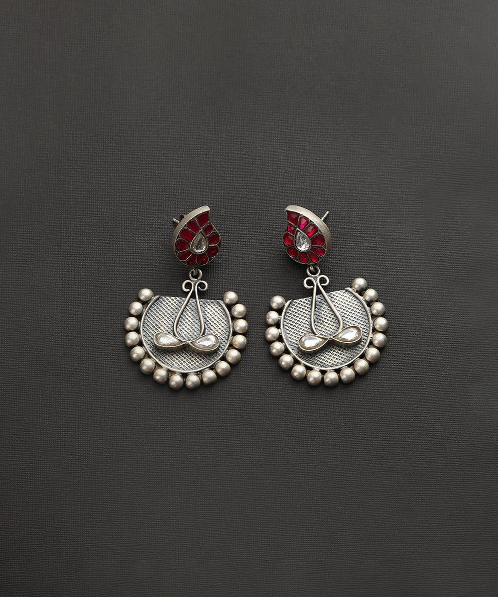 Siddharth_Handcrafted_Oxidised_Pure_Silver_Earrings_With_Kundan_WeaverStory_02