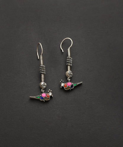 Dajaun_Handcrafted_Oxidised_Pure_Silver_Kundan_Earrings_With_Bird_Motifs_WeaverStory_02