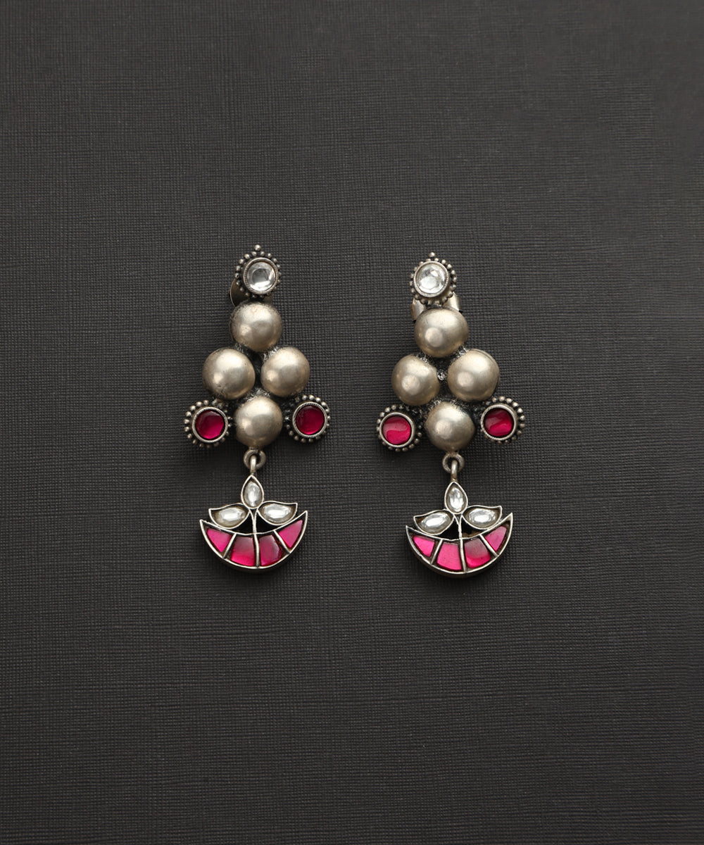 Sariq_Handcrafted_Oxidised_Pure_Silver_Kundan_Earrings_WeaverStory_02