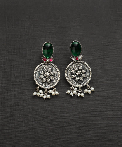 Montha_Handcrafted_Oxidised_Pure_Silver_Kundan_Earrings_WeaverStory_02