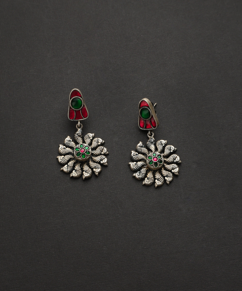 Ranjana_Handcrafted_Oxidised_Pure_Silver_Kundan_Earrings_WeaverStory_02