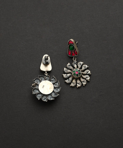 Ranjana_Handcrafted_Oxidised_Pure_Silver_Kundan_Earrings_WeaverStory_03