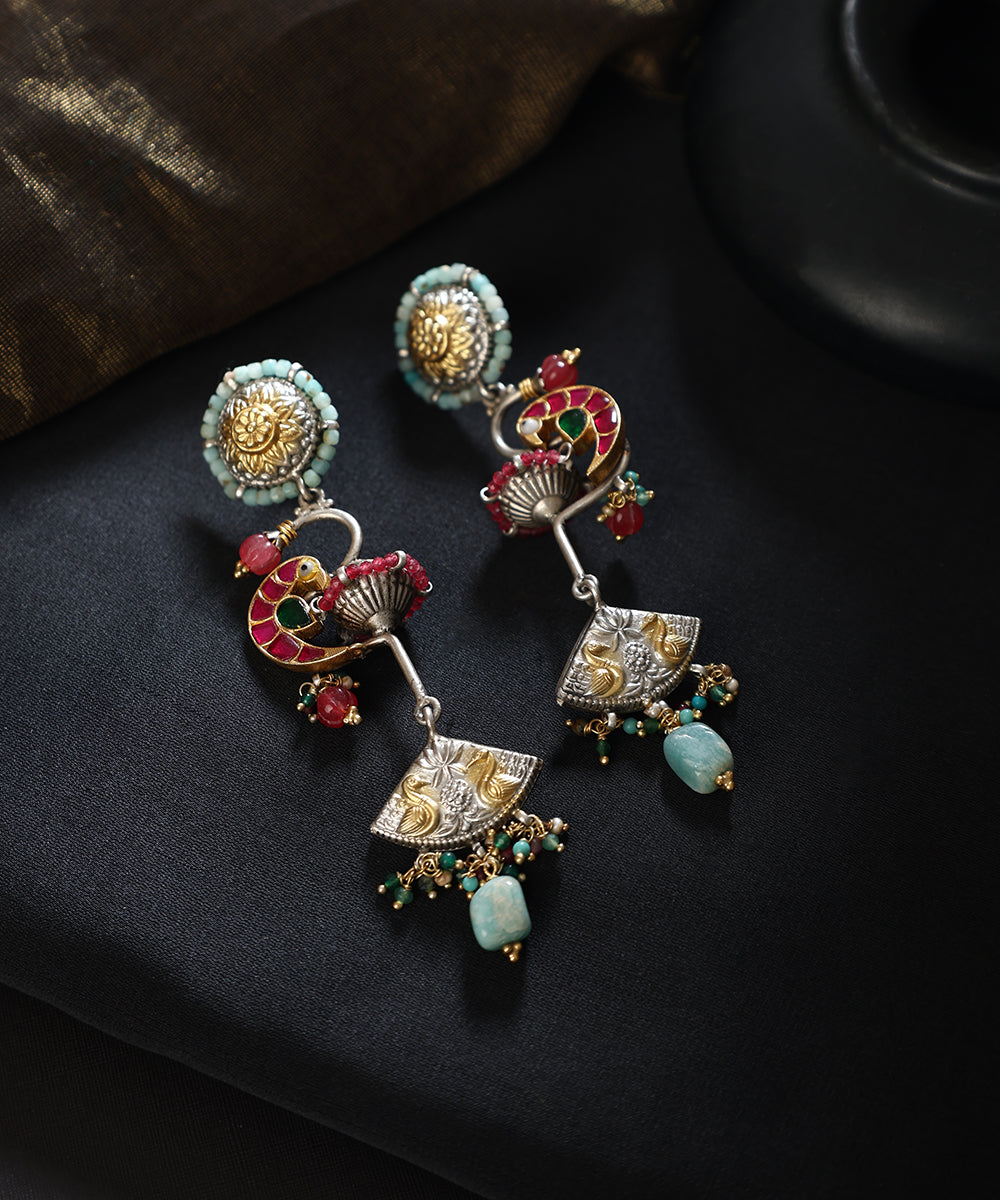 Arjen_Handcrafted_Oxidised_Pure_Silver_Kundan_Earrings_WeaverStory_01