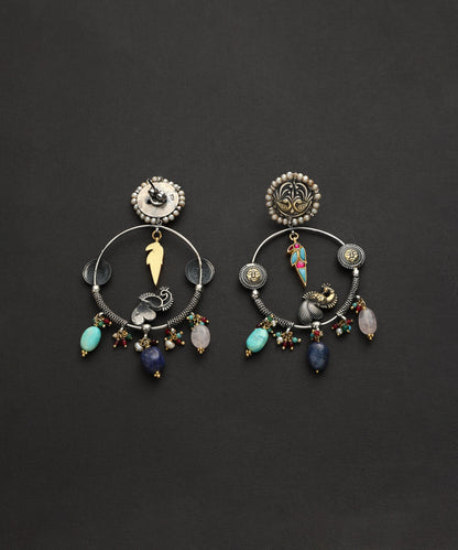 Noah_Handcrafted_Oxidised_Pure_Silver_Kundan_Earrings_With_Multicolor_Pearls_WeaverStory_03