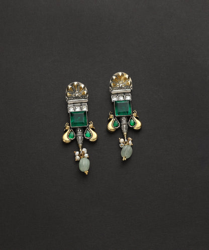 Mishti_Handcrafted_Oxidised_Pure_Silver_Kundan_Earrings_With_Peacock_Motif_WeaverStory_02