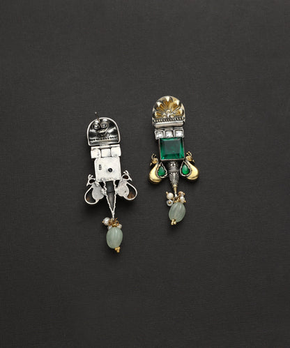 Mishti_Handcrafted_Oxidised_Pure_Silver_Kundan_Earrings_With_Peacock_Motif_WeaverStory_03