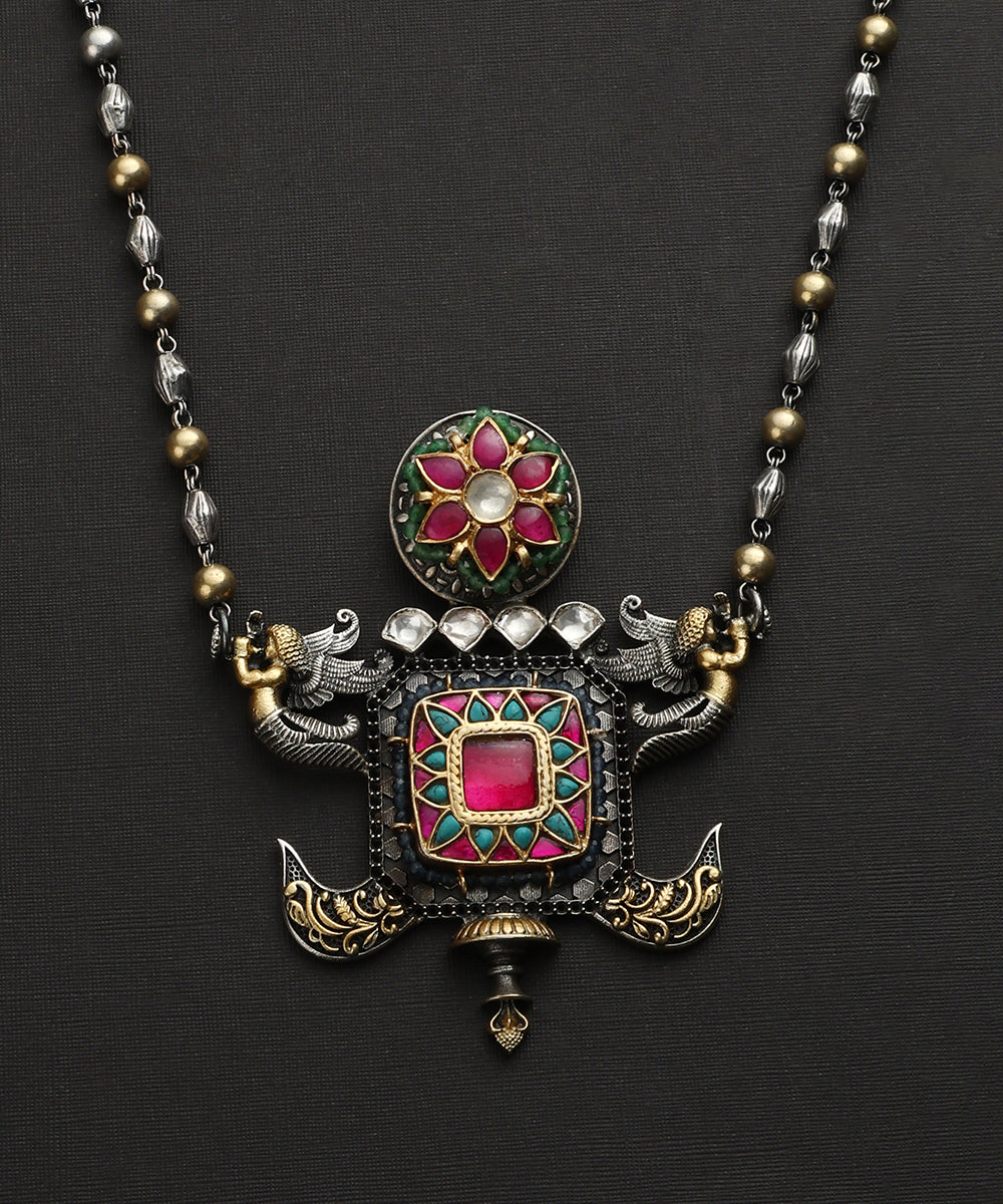 Siyona_Handcrafted_Oxidised_Pure_Silver_Kundan_Necklace_WeaverStory_03