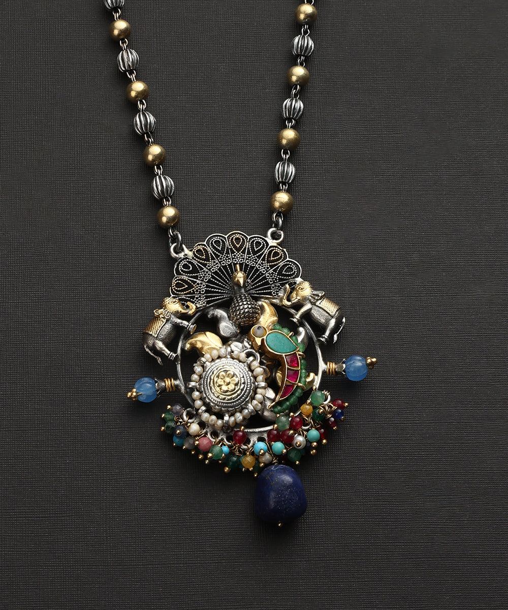 Nihar_Handcrafted_Oxidised_Pure_Silver_Kundan_Necklace_With_Peacock_WeaverStory_03