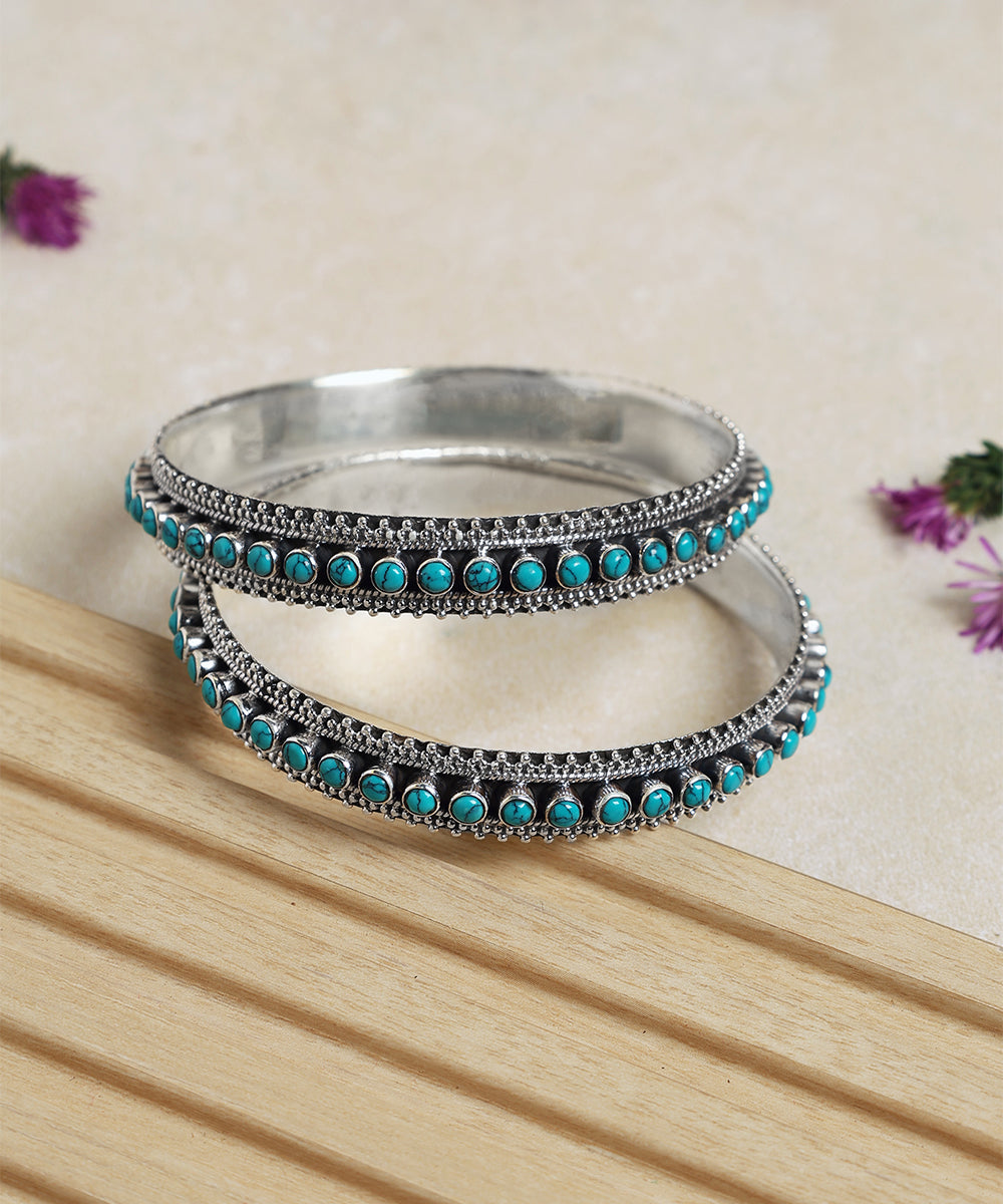 Vinay_Handcrafted_Turquoise_Pure_Silver_Bangles_WeaverStory_01