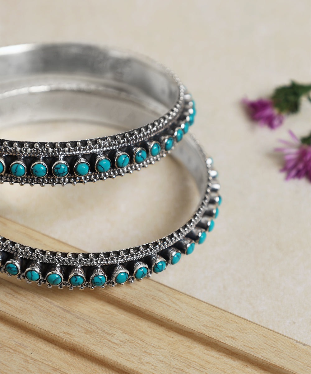 Vinay_Handcrafted_Turquoise_Pure_Silver_Bangles_WeaverStory_02