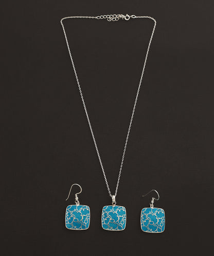 Aadhik_Sky_Blue_Handcrafted_Pure_Silver_Meenakari_Pendant_And_Earrings_Set_WeaverStory_02