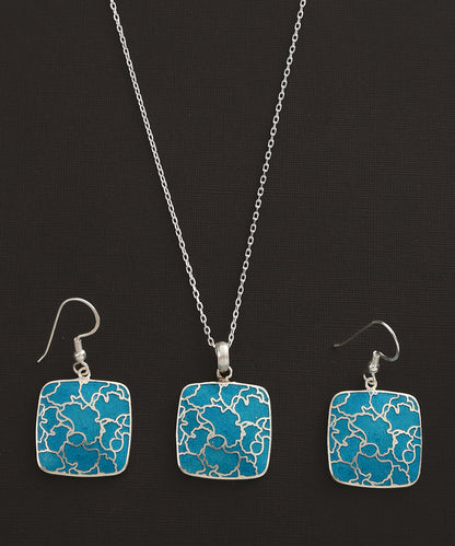 Aadhik_Sky_Blue_Handcrafted_Pure_Silver_Meenakari_Pendant_And_Earrings_Set_WeaverStory_04