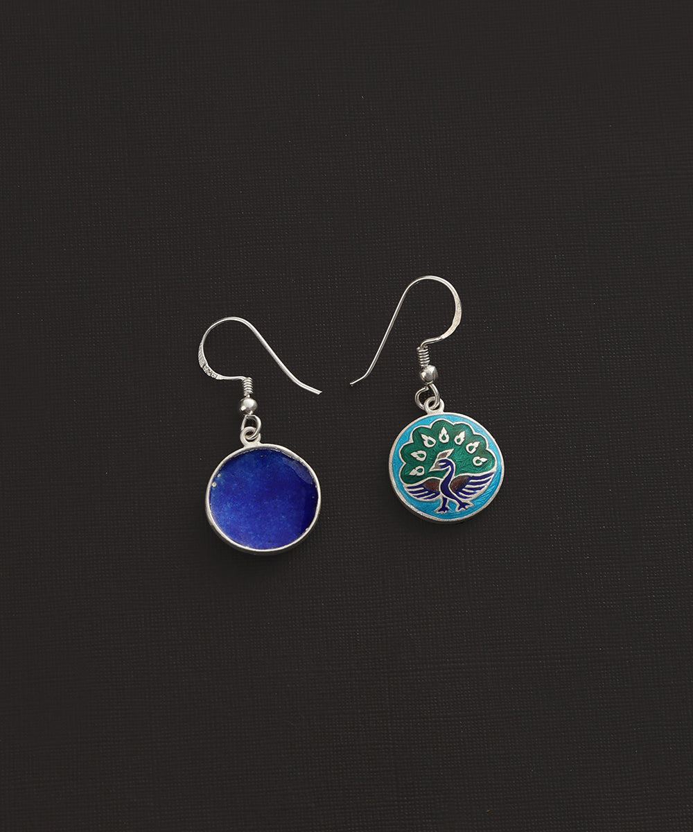 Qishen_Blue_Handcrafted_Pure_Silver_Meenakari_Pendant_And_Earrings_Set_With_Peacock_Motifs_WeaverStory_03