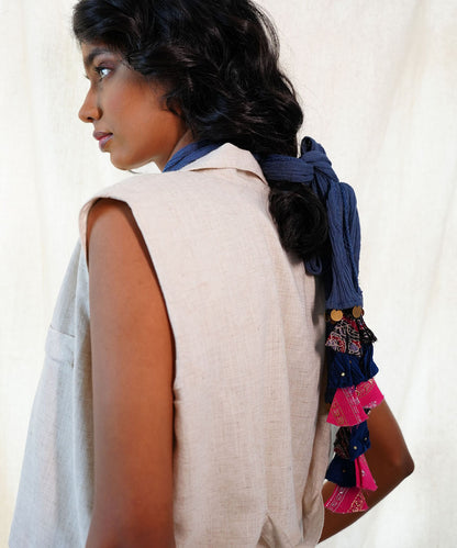 Handcrafted_Blue_Fabric_Statement_Necklace_WeaverStory_02