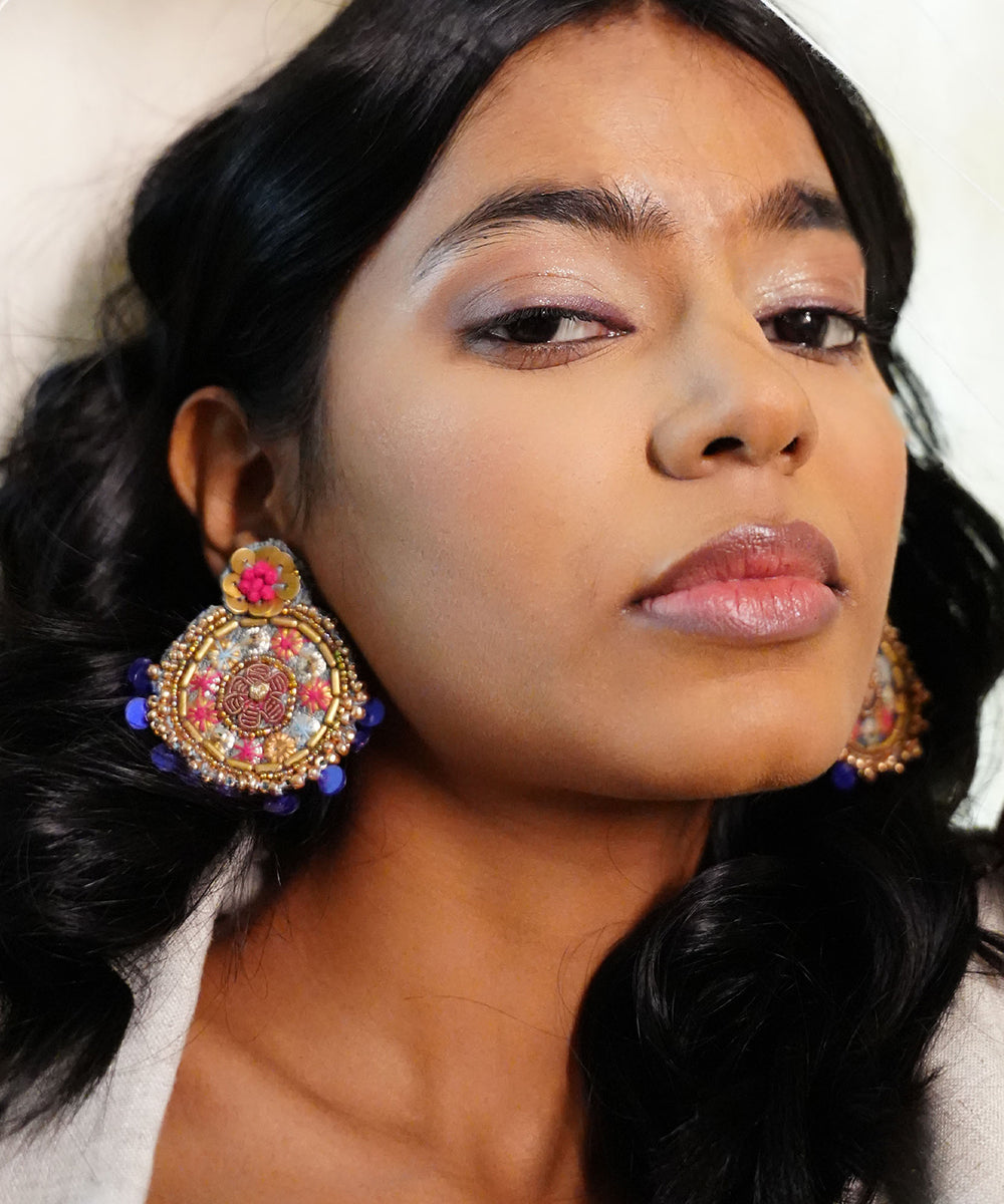 Handcrafted_Ethnic_Bead_&amp;_Sequin_Embroidered_Statement_Stud_Earrings_WeaverStory_02