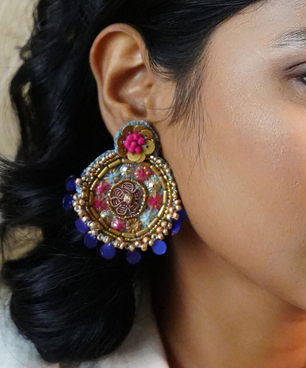 Handcrafted_Ethnic_Bead_&amp;_Sequin_Embroidered_Statement_Stud_Earrings_WeaverStory_03