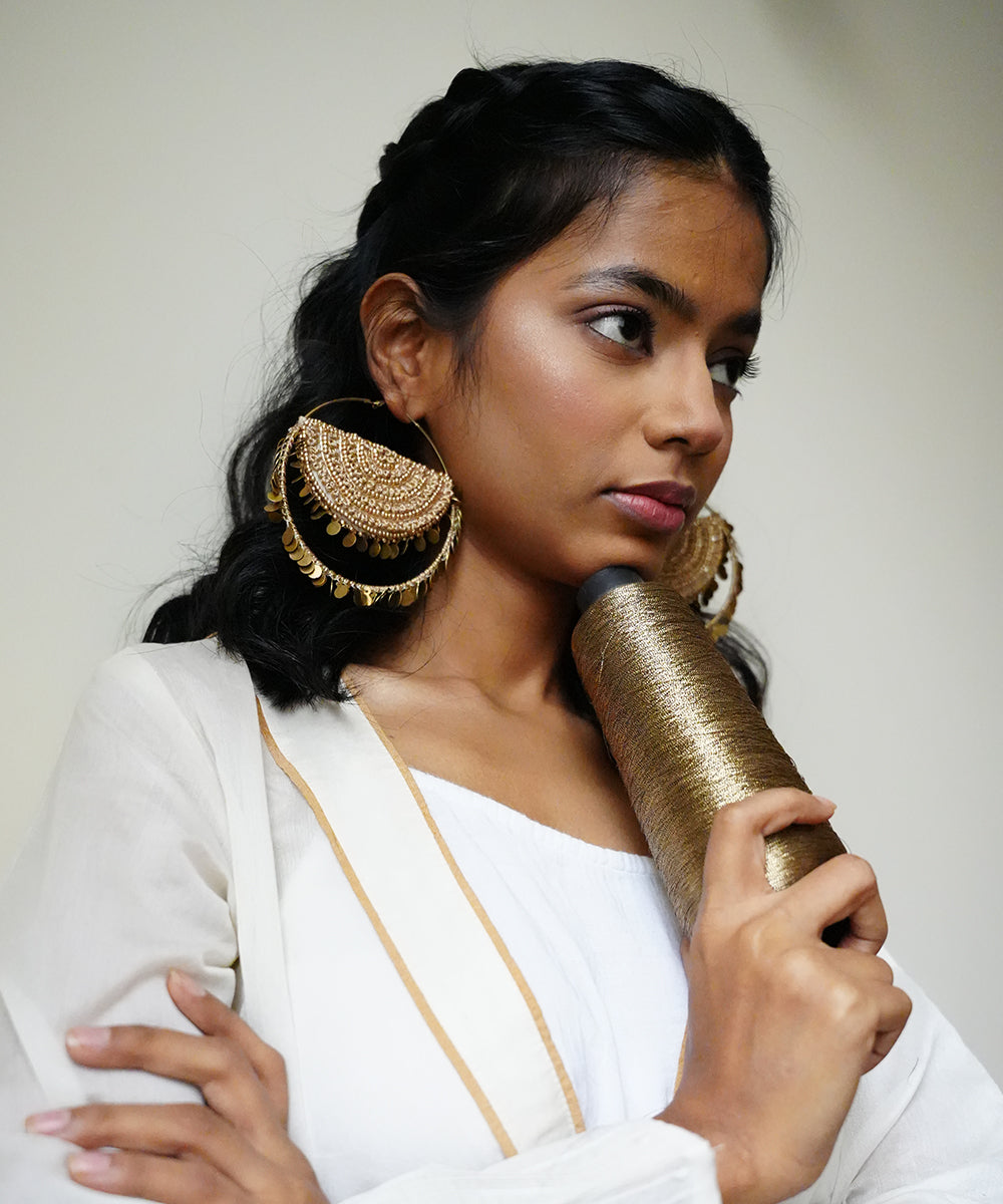 Handcrafted_Gold_Bead_&amp;_Sequined_Crescent_Hoop_Earrings_WeaverStory_01