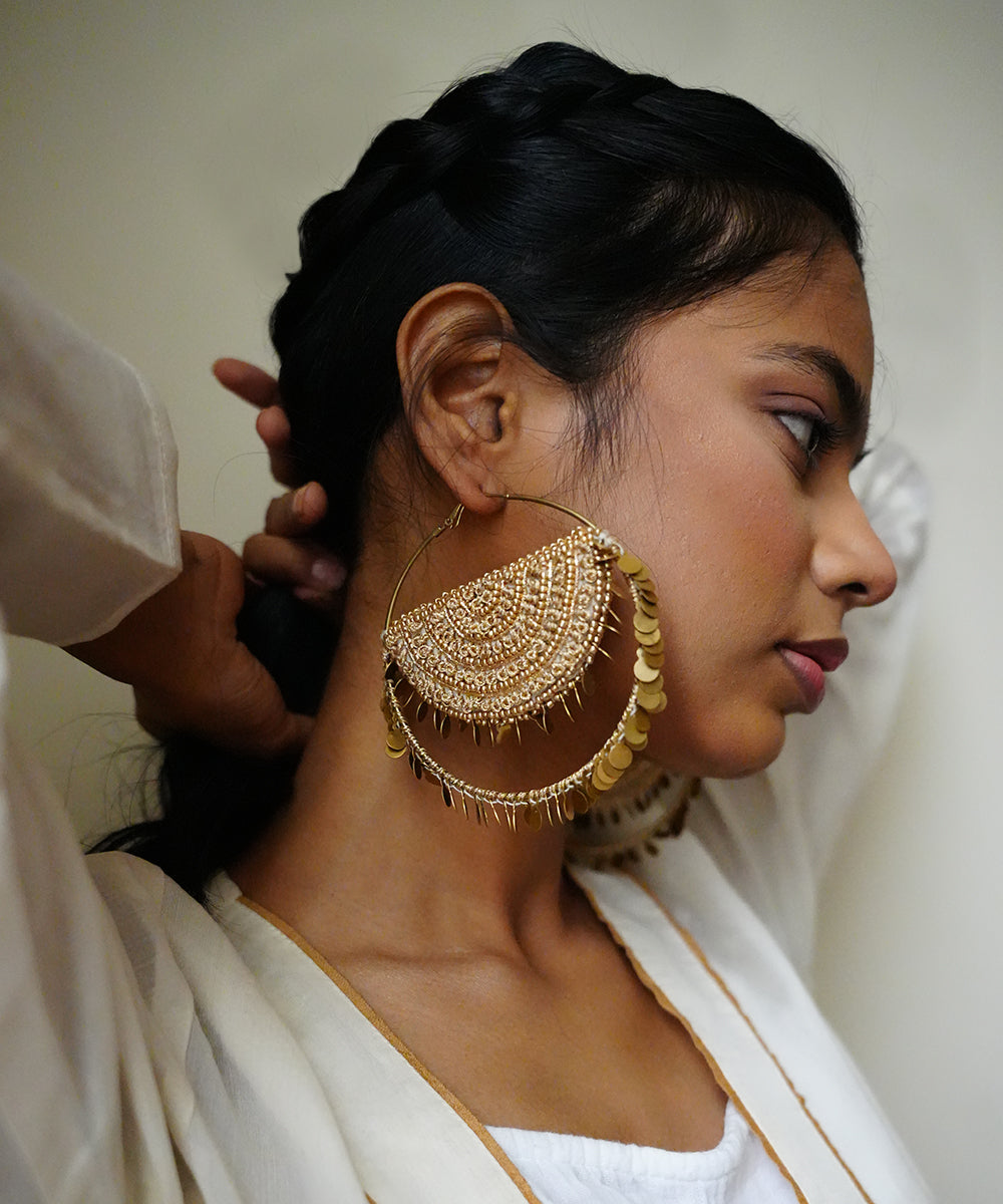 Handcrafted_Gold_Bead_&amp;_Sequined_Crescent_Hoop_Earrings_WeaverStory_02