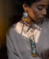 Handcrafted_Teal_Blue_Velvet_Long_Tie_Necklace_Set_WeaverStory_01