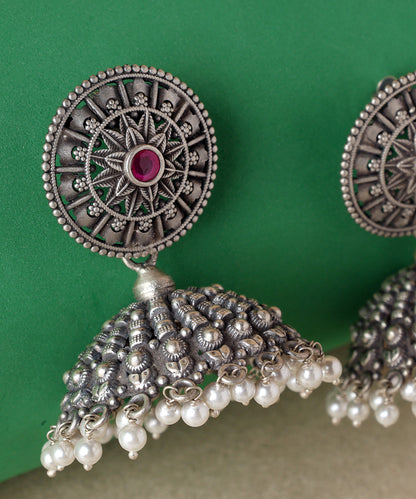 Ekaja_Handcrafted_Oxidised_Pure_Silver_Earrings_With_Kundan_WeaverStory_02