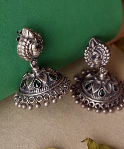 Marvi_Handcrafted_Oxidised_Pure_Silver_Jhumka_With_Kempstones_WeaverStory_02