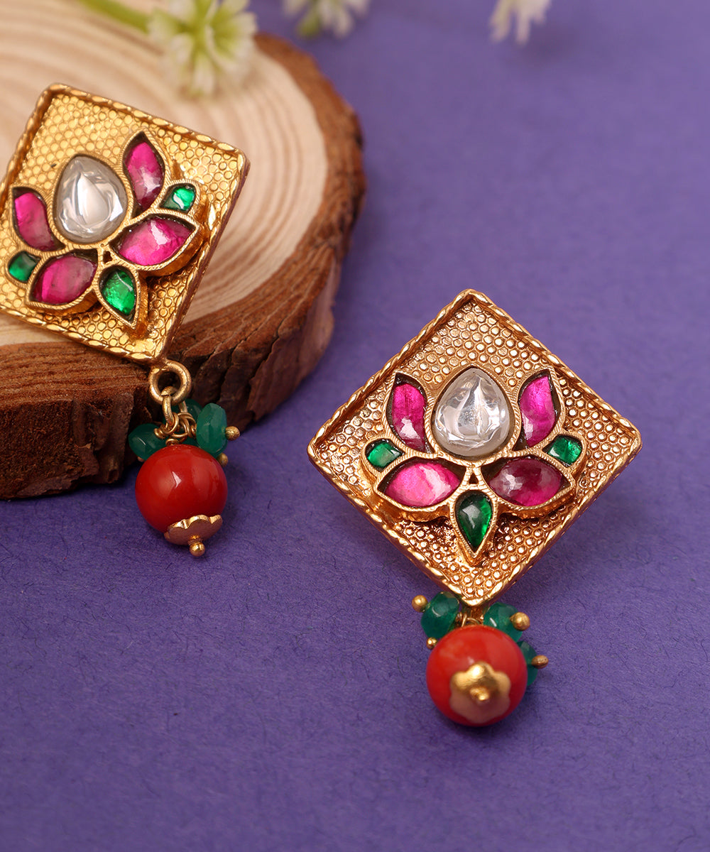 Agrima_Handcrafted_Pure_Silver_Earrings_With_Kundan_And_Lotus_Motifs_WeaverStory_02