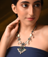 Diksha_Green_And_Red_Handcrafted_Dual_Tone_Tribal_Necklace_In_Pure_Silver_WeaverStory_01