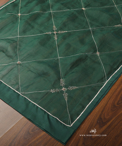 Bottle_Green_Hand_Embroidered_Organza_Dupatta_WeaverStory_03