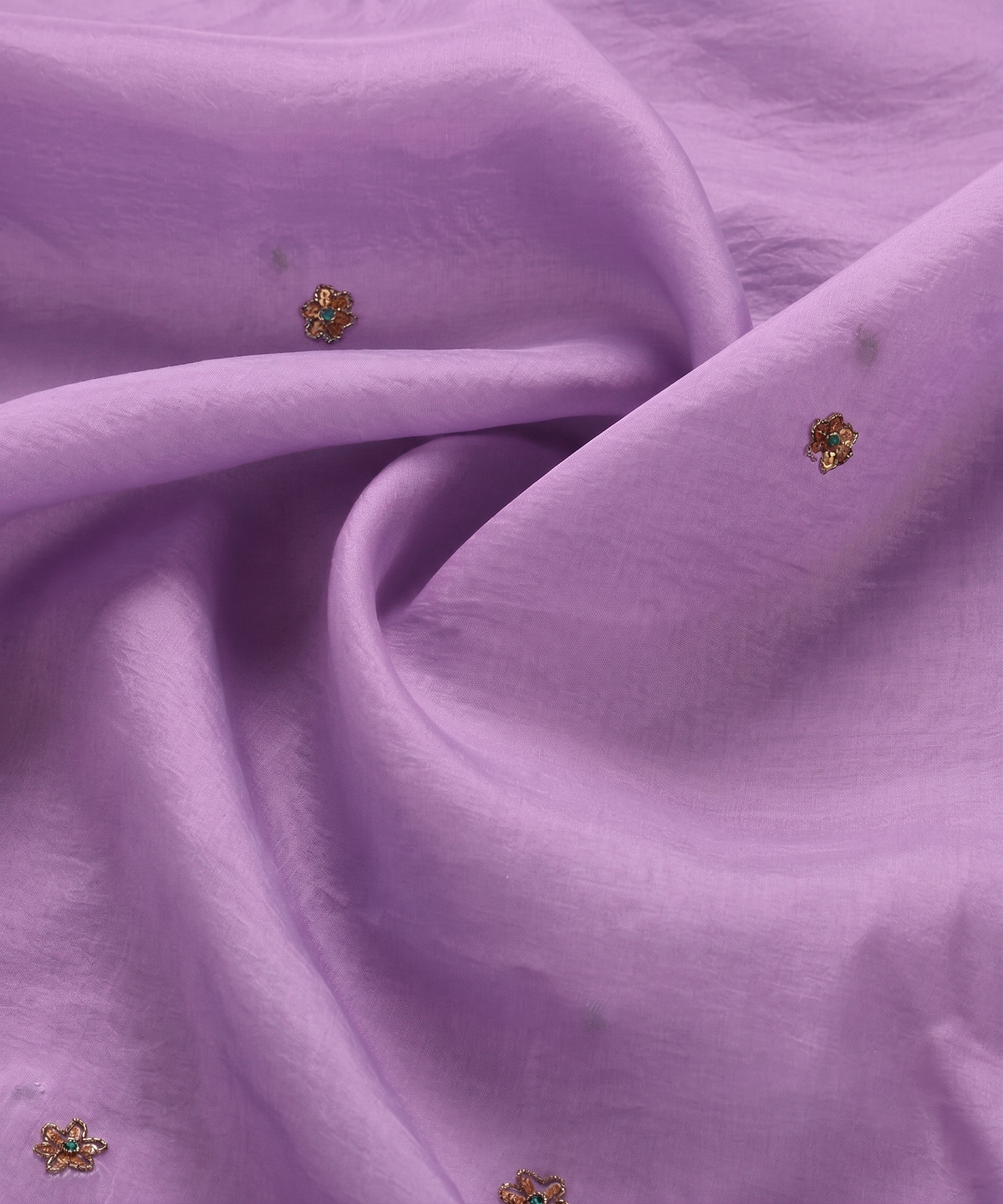 Lilac Handloom Silk Organza Dupatta with Zardozi Motifs and Kiran
