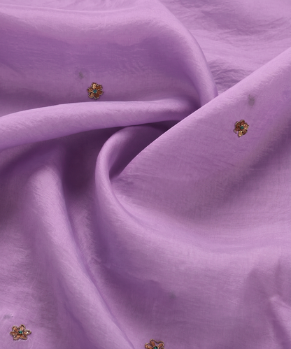 Lilac Handloom Silk Organza Dupatta with Zardozi Motifs and Kiran