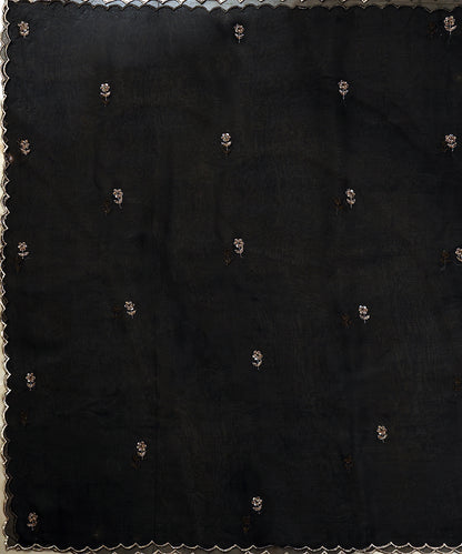 Black_Handloom_Organza_Dupatta_With_Scallop_Boder_And_Hand_Embroidery_WeaverStory_02