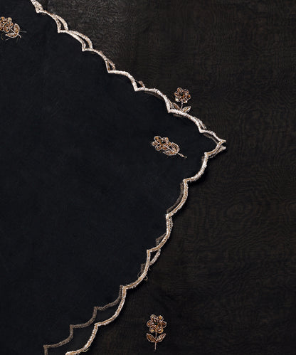 Black_Handloom_Organza_Dupatta_With_Scallop_Boder_And_Hand_Embroidery_WeaverStory_04
