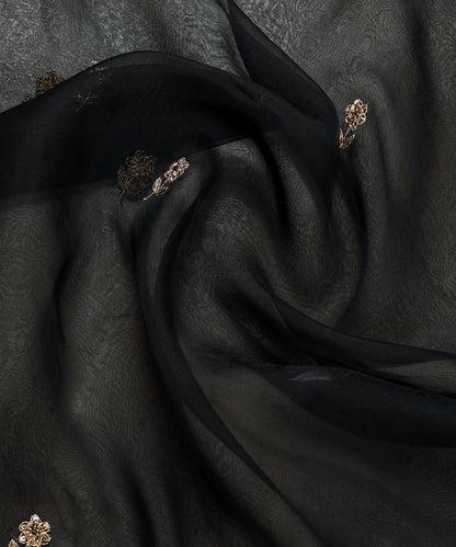 Black_Handloom_Organza_Dupatta_With_Scallop_Boder_And_Hand_Embroidery_WeaverStory_05