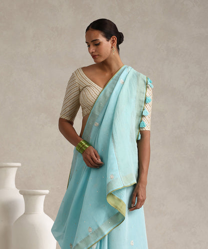 Handloom_Light_Blue_Pure_Chanderi_Saree_With_Green_Finishing_And_Hand_Embroidery_WeaverStory_02