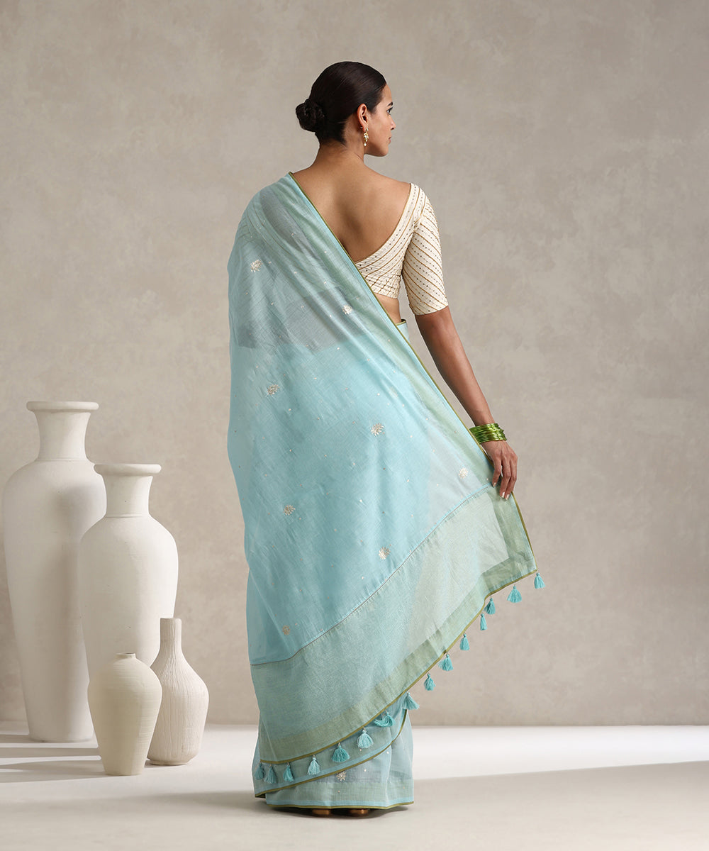 Handloom_Light_Blue_Pure_Chanderi_Saree_With_Green_Finishing_And_Hand_Embroidery_WeaverStory_03