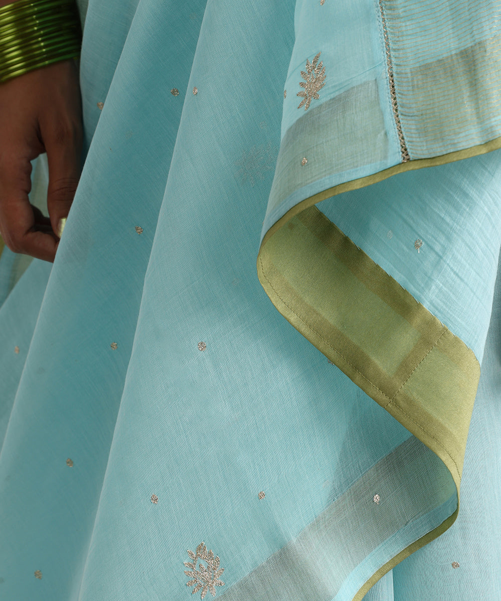 Handloom_Light_Blue_Pure_Chanderi_Saree_With_Green_Finishing_And_Hand_Embroidery_WeaverStory_04