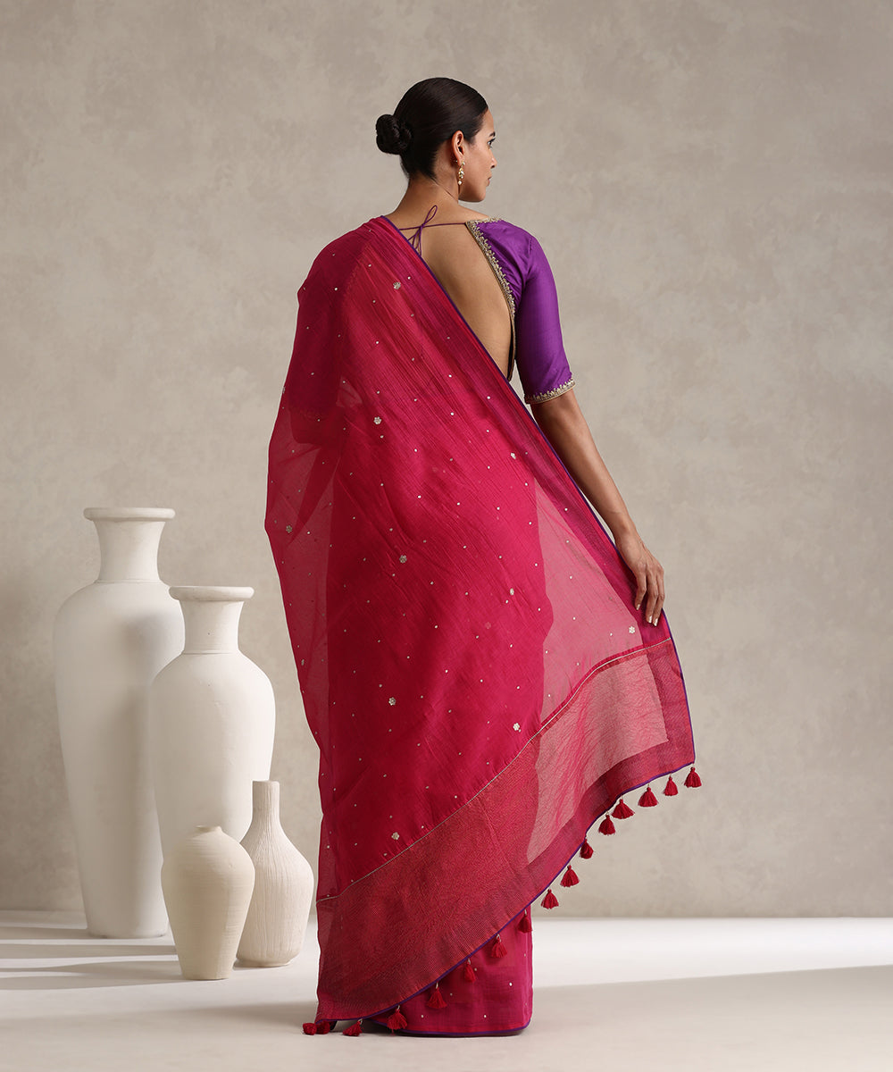 Magenta_Handloom_Pure_Chanderi_Saree_With_Purple_Finishing_And_Hand_Embroidery_WeaverStory_03