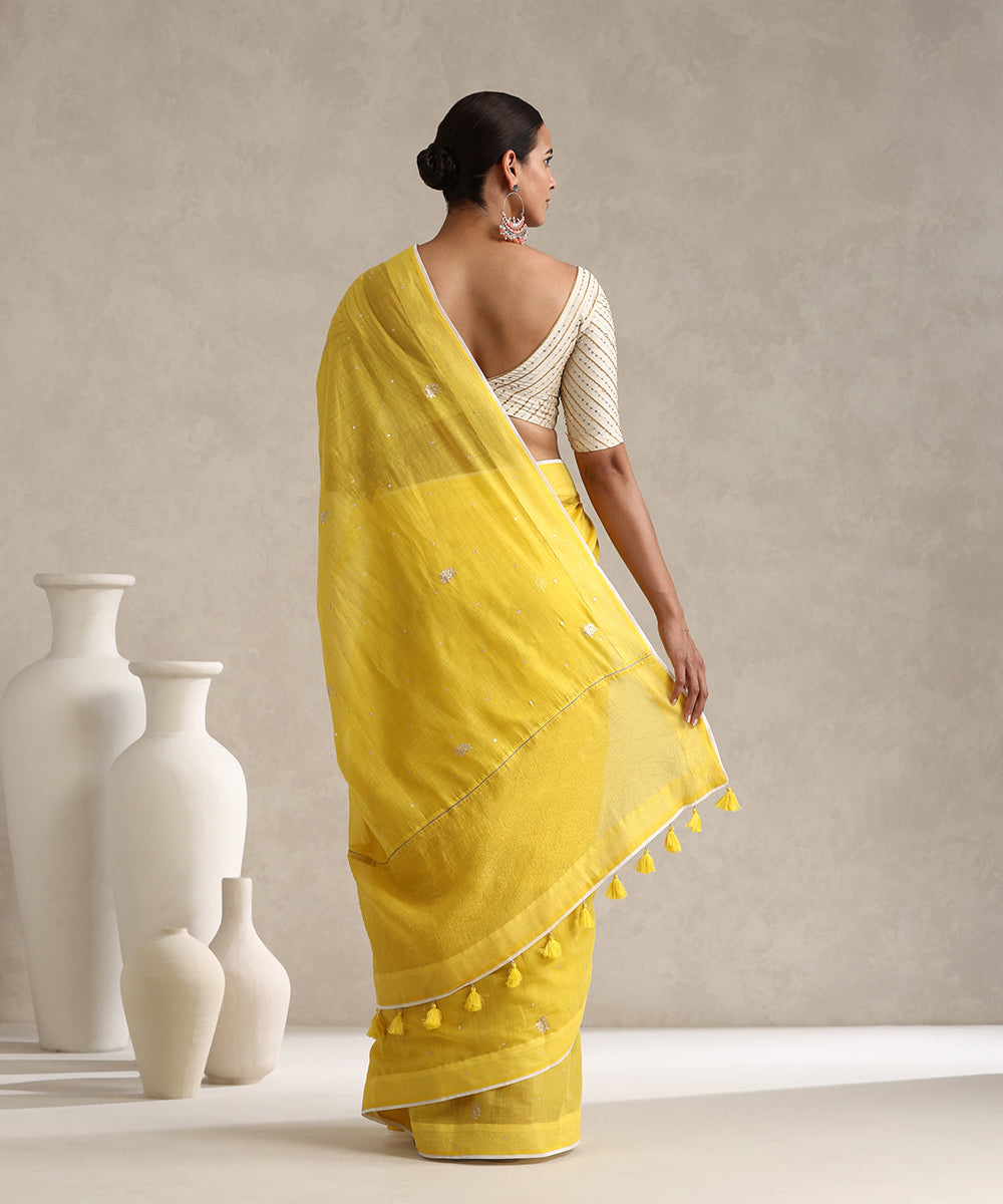 Yellow_Handloom_Pure_Chanderi_Saree_With_Hand_Embroidery_WeaverStory_03