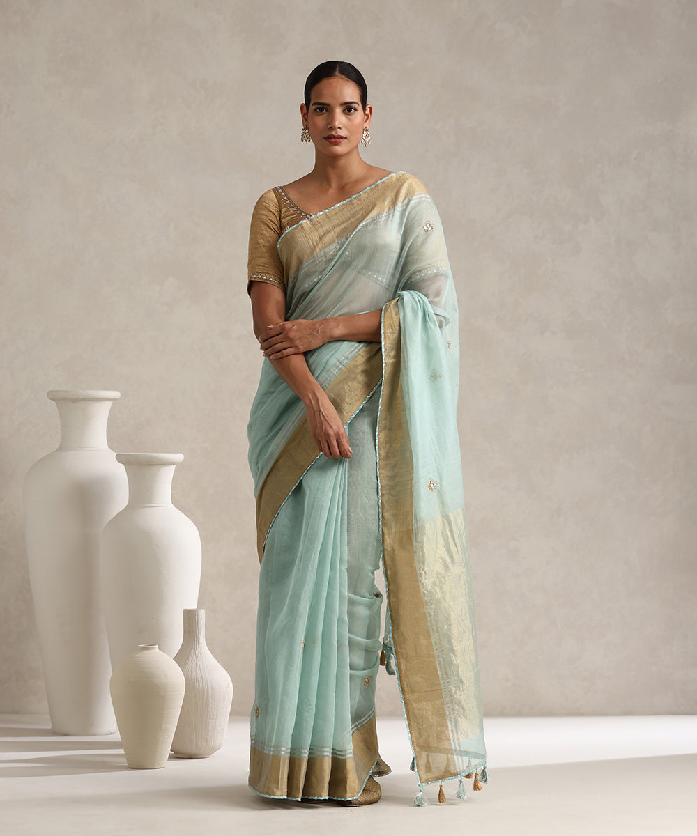 Ice_Blue_Handloom_Pure_Chanderi_Hand_Embroidered_Saree_With_Lace_WeaverStory_01