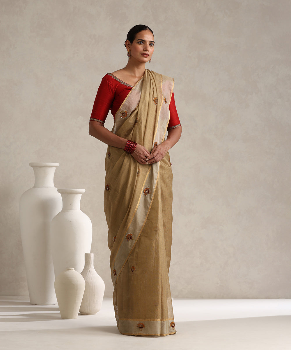 Grey_Gold_Pure_Tissue_Chanderi_Saree_With_Hand_Embroidery_And_Wine_Meena_WeaverStory_01