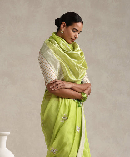 Parrot_Green_Handloom_Pure_Chanderi_Saree_With_Hand_Embroidery_WeaverStory_02