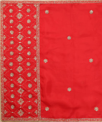 Red_Handloom_Organza_Dupatta_With_Hand_Embroidery_On_Palla_WeaverStory_02