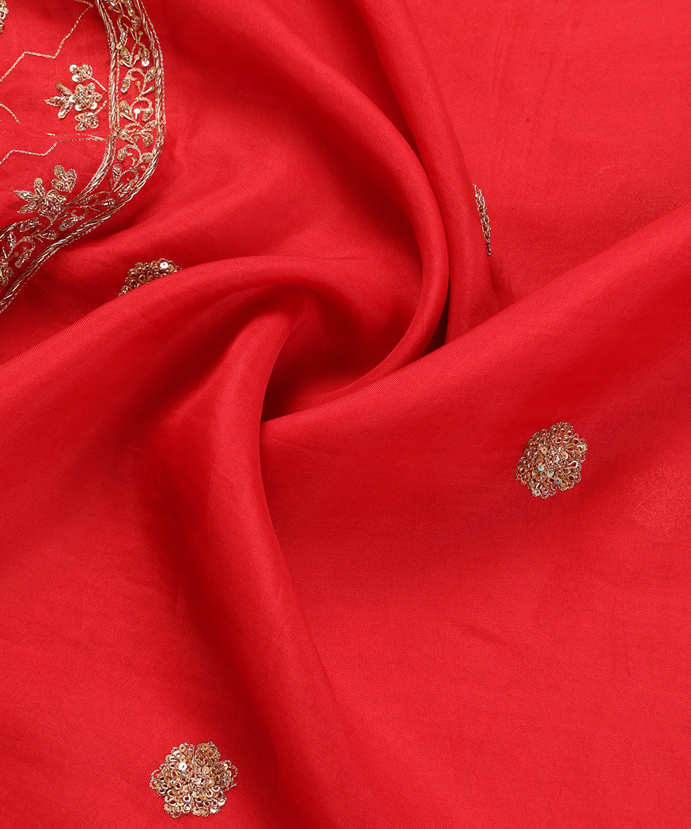 Red_Handloom_Organza_Dupatta_With_Hand_Embroidery_On_Palla_WeaverStory_05